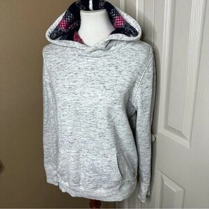 American Eagle Outfitters Light Gray Hoodie with Plaid Lining